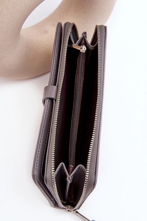 Damski Lakierowany Portfel Na Magnes Szary Bielia