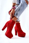 Zamszowe Botki Na Wysokim Obcasie Czerwone Sarsea