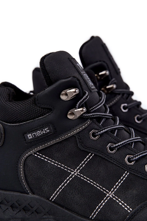 Męskie Ocieplane Botki Trapery Czarne Allan