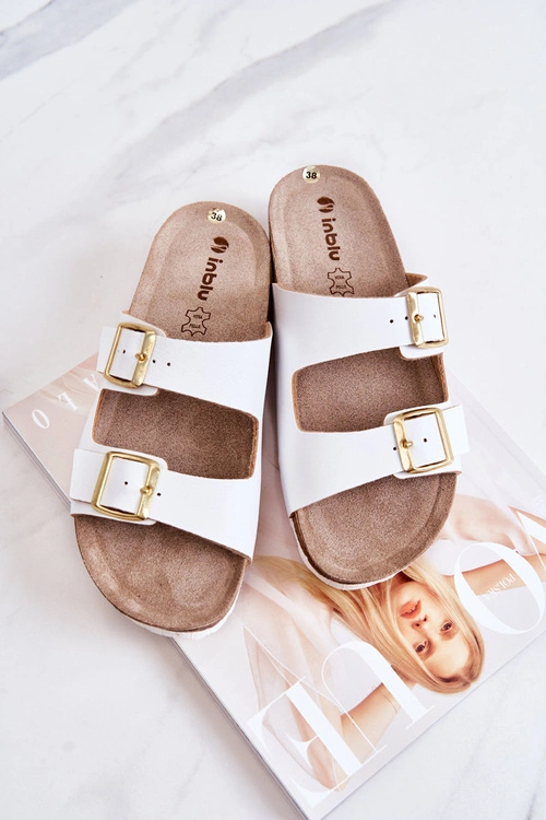 Damskie Klapki Sprzączki Inblu NM000028 Białe