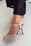 Sandały Damskie Na Szpilce Ze Zdobieniem Złote Peloria