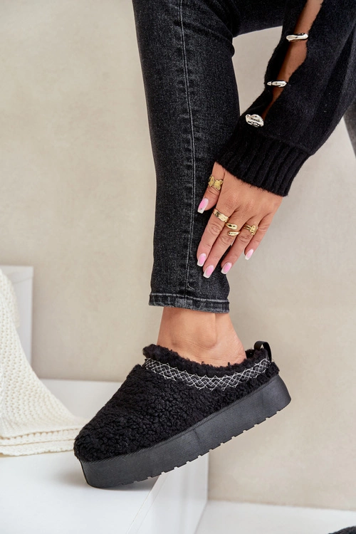 Śniegowce Na Platformie Z Futerkiem Typu Baranek Czarne Mesirra