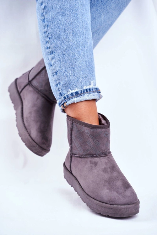 Damskie Śniegowce Ocieplane Szare Big Star GG274558