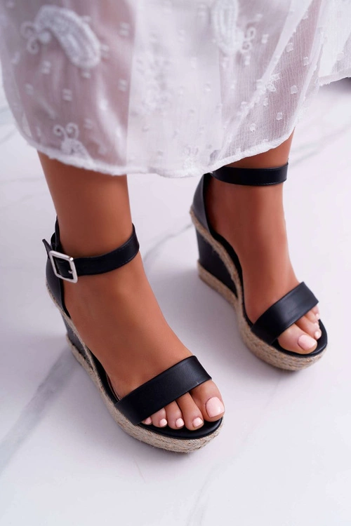 Sandały Damskie Na Espadryku Czarne Devon