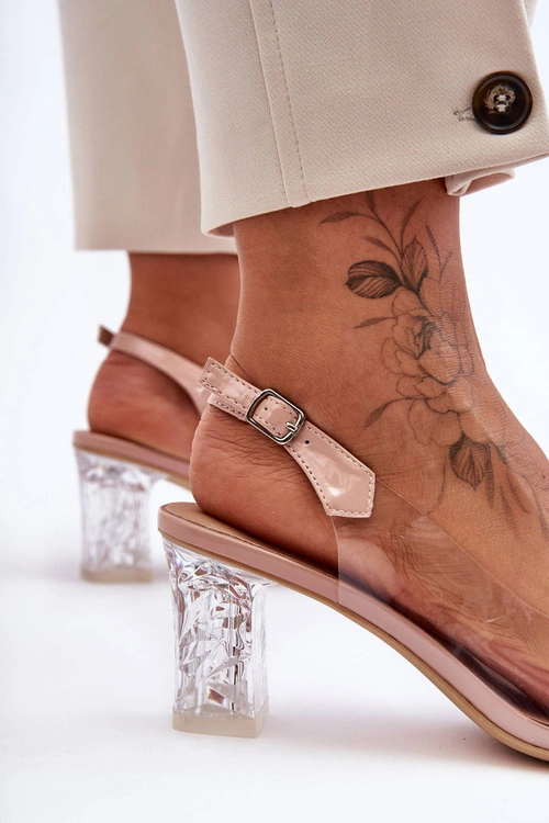 Zdobione Modne Sandały Na Słupku Różowe S.Barski MR1037-23