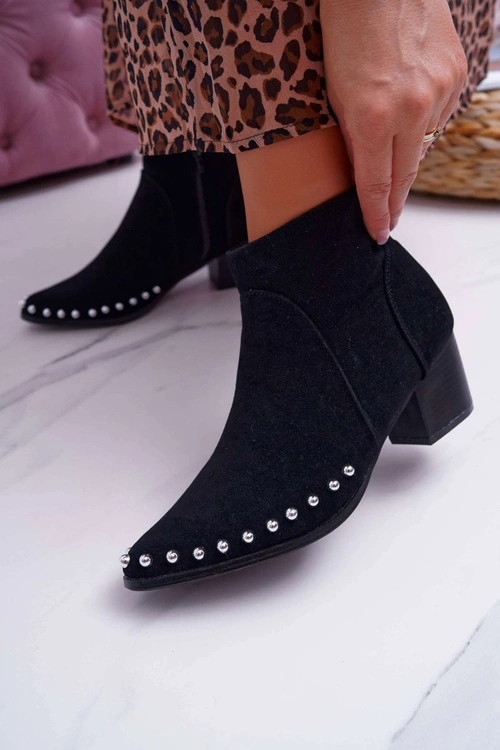 Botki Damskie z Dżetami Czarne Sobery