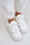 Sneakersy Damskie Z Grubymi Sznurówkami Na Platformie Białe Laloma