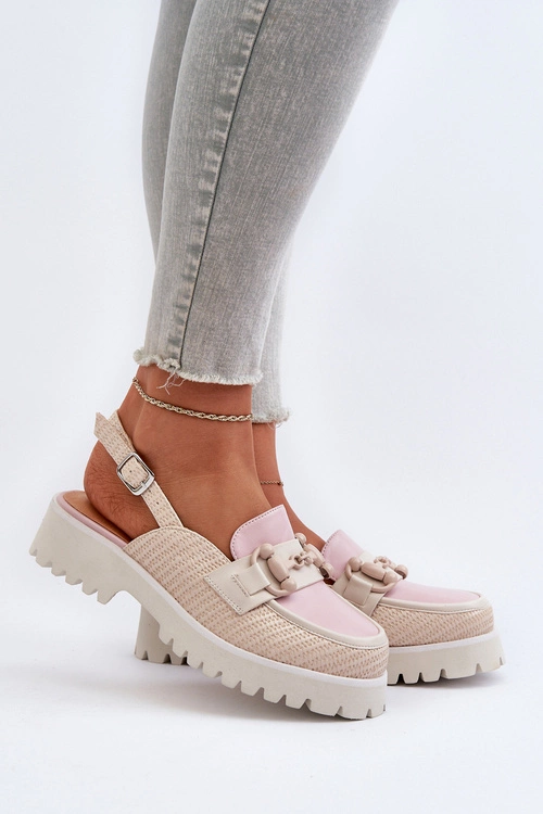 Sandały Damskie Na Płaskim Obcasie Z Ozdobą Beżowe D&A MR38-656