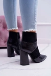 Botki Damskie Na Obcasie Z Nitami W Szpic RB21P Czarne Yango
