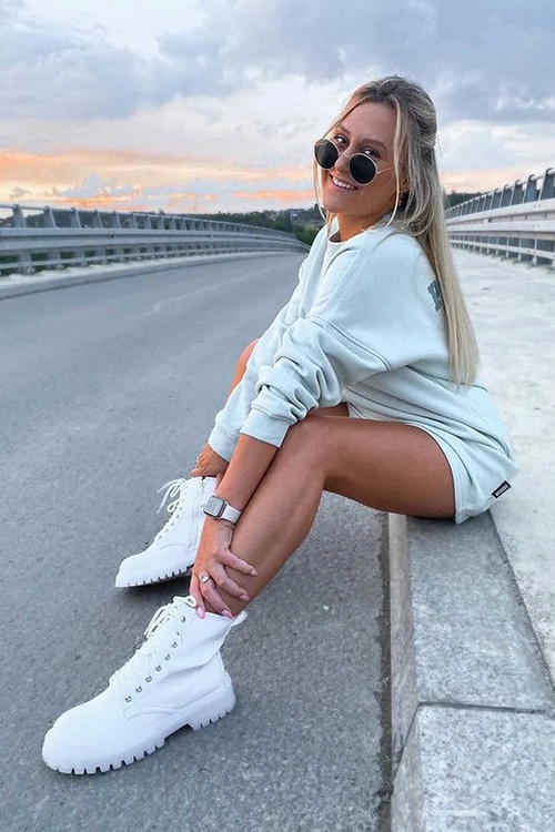 Wysokie Stylowe Botki Białe Grail