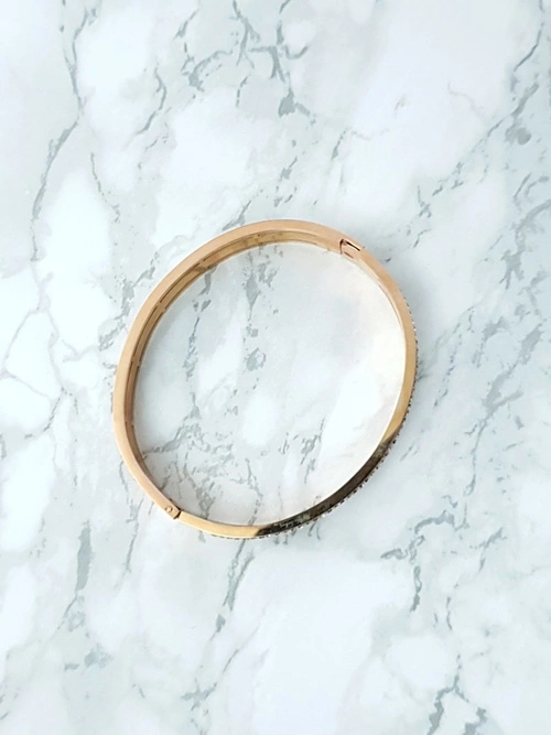 Damska Bransoleta Stalowa Z Cyrkoniami Różowe Złoto Verne