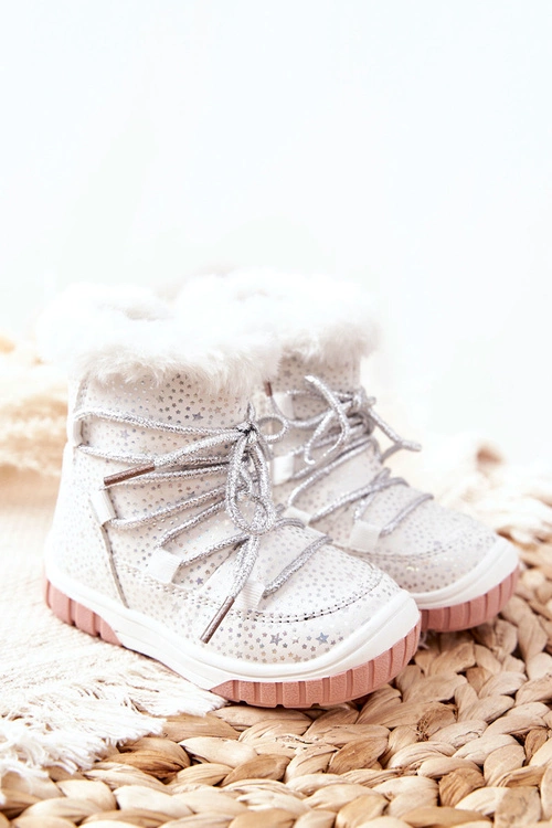 Botki Śniegowce Ocieplane Z Futerkiem Białe Stars