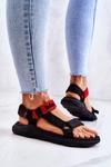Damskie Sportowe Sandały Lee Cooper LCW-22-34-0954L Czarno-Czerwone