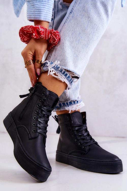 Damskie Wysokie Trampki BIG STAR II274096 Czarne