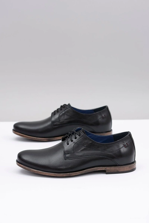 Nikopol Czarne Skórzane Męskie Półbuty James