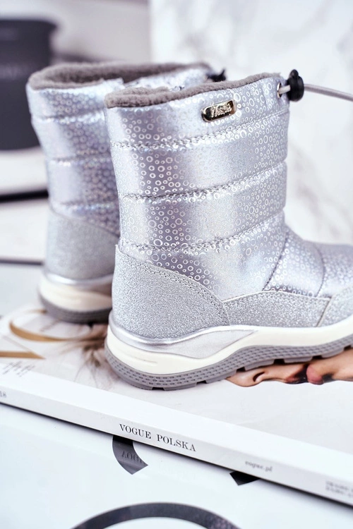 Dziecięce Śniegowce Ocieplane Wełną Srebrne Felini