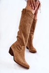 Damskie Kozaki Na Obcasie Lewski Shoes 3235 Beżowe