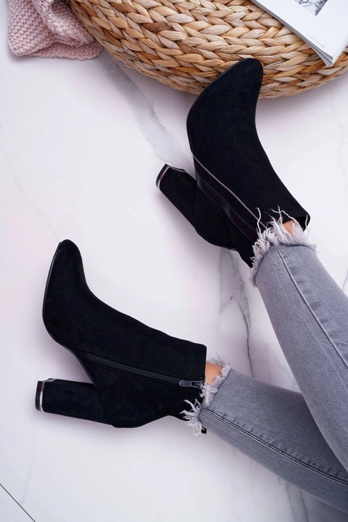 Botki Damskie Na Obcasie Czarne Domeno