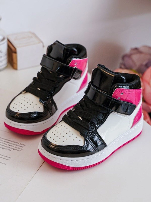 Dziecięce Buty Sportowe Lakierowane Różowo-Białe Milara