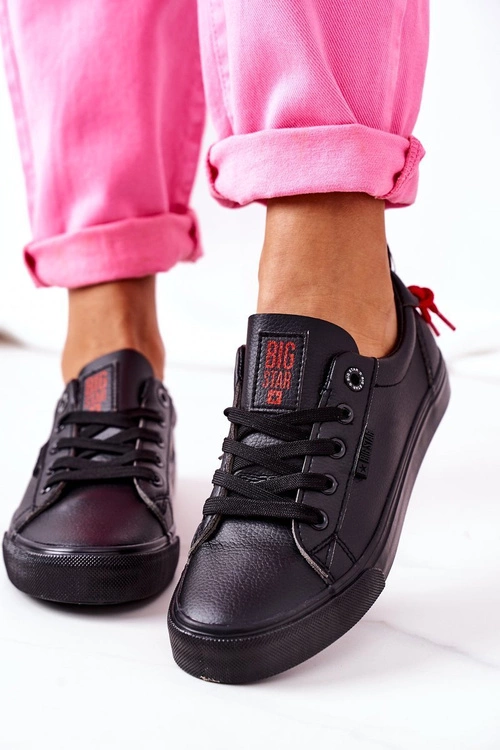 Damskie Skórzane Tenisówki BIG STAR GG274161 Czarne