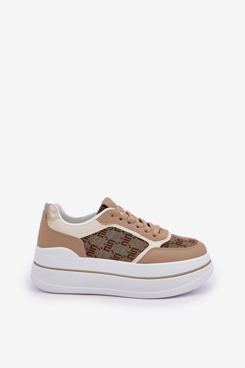 Sneakersy Damskie Ze Wzorem Beżowe Fenarra