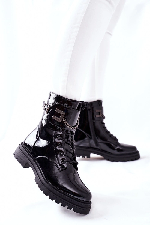 Damskie Ocieplane Botki Workery Czarne Vanquish