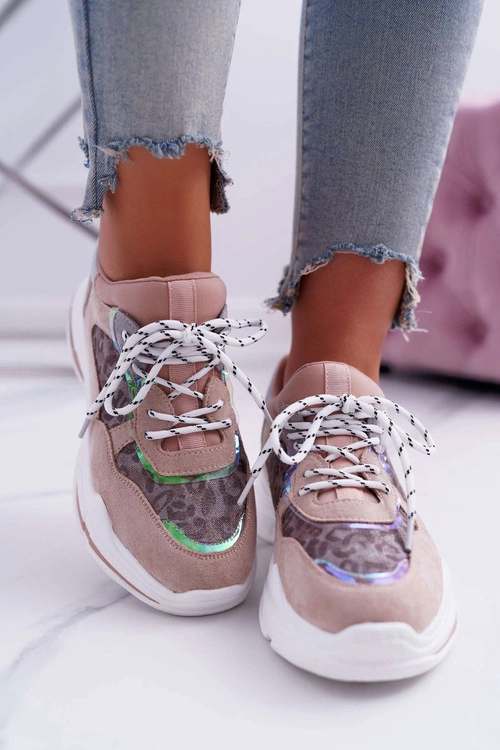 Sportowe Damskie Buty Wysoka Podeszwa Różowe Cabana