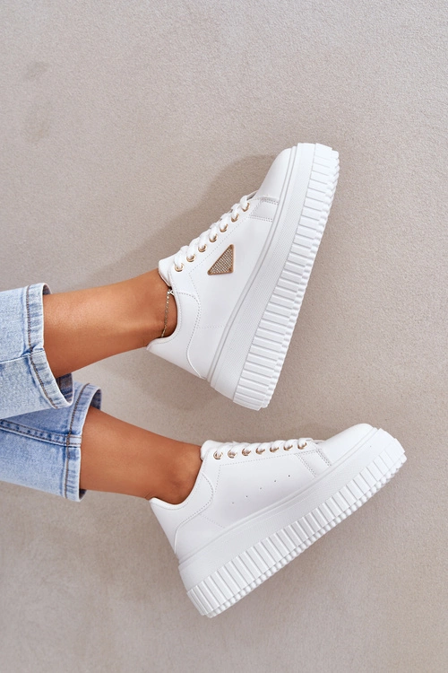 Stylowe Sneakersy Na Masywnej Platformie Białe Vallexia