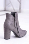 Damskie Botki Szare na Słupku Zamszowe Egida
