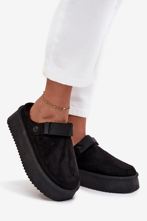 Śniegowce Damskie Na Platformie Z Rzepem Czarne Jorielle