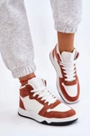 Wysokie Damskie Buty Sportowe Trampki Biało-Camelowe Rumour