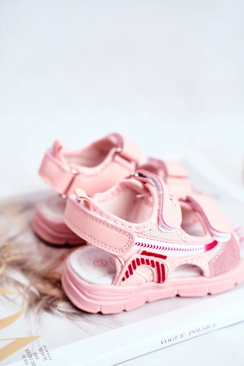 Sandały Dziecięce na Rzepy Różowe Grobino