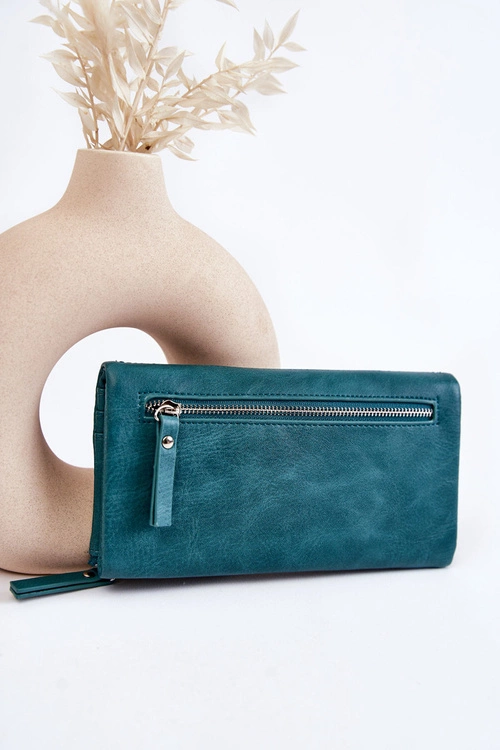 Damski Duży Portfel Na Magnes Zielony Connes