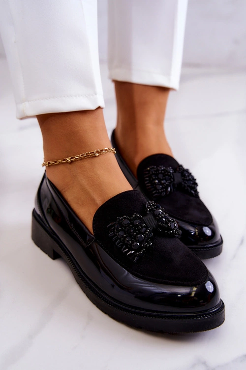 Eleganckie Lakierowane Mokasyny Loafery Czarne S.Barski HY51-318 Belize