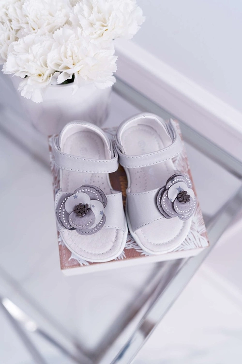 Dziecięce Sandały Na Rzepy Dla Dziewczynki Szare Flamenko