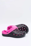 Damskie Klapki Ocieplane Czarno Różowe Kroksy EVA