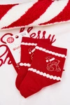 Skarpetki Damskie Świąteczne Miś W Czapce Mikołaja Czerwone