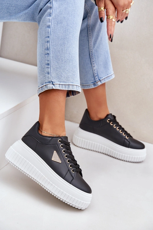 Stylowe Sneakersy Na Masywnej Platformie Czarno-Białe Vallexia