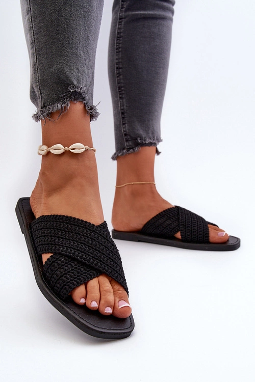 Klapki Damskie Płaskie Big Star NN274077 Czarne