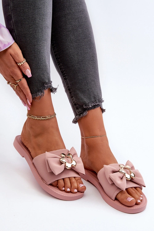 Klapki Damskie Z Kokardą Różowe Arsicada