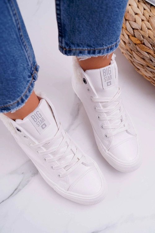 Trampki Damskie Big Star Wysokie Ocieplane Białe EE274146