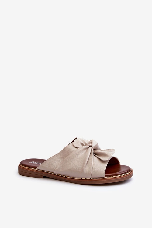 Klapki Damskie Na Płaskim Obcasie Beżowe Nelvira