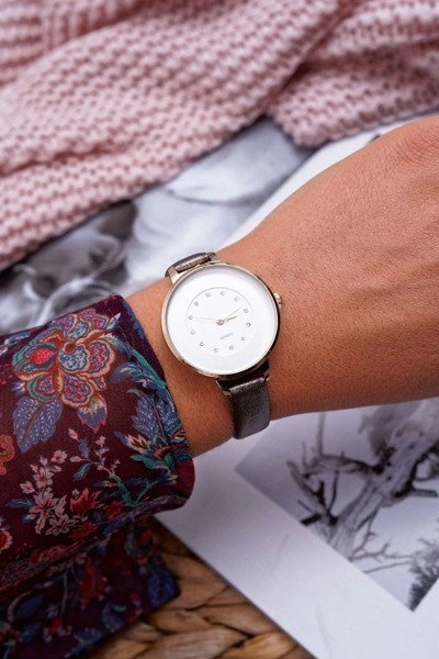 Damski Zegarek Szary Kryształki Maniaq