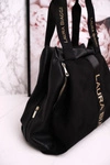 Torba Shopper Na Ramię LAURA BIAGGI Skórzano-zamszowa Czarna