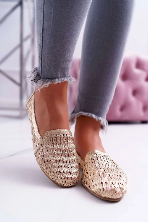 Baleriny Damskie Lu Boo Plecione Złote 4Ever