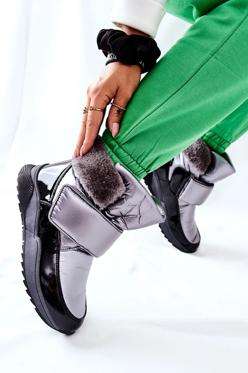 Damskie Śniegowce Ocieplane Szare Evamia