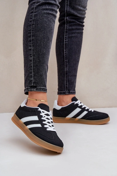 Sneakersy Damskie Niskie Czarne Ennorwen