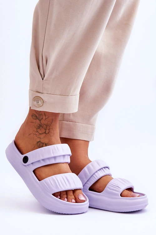 Piankowe Klapki Sandałki Fioletowe Lirell