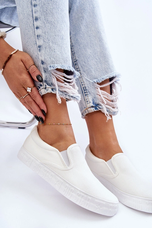 Damskie Tenisówki Slip-On Big Star LL274389 Białe