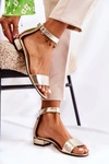 Damskie Skórzane Sandałki Złote Shanley